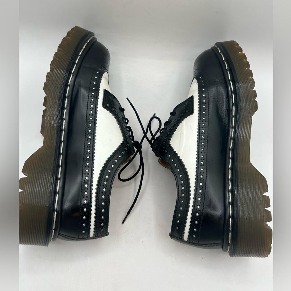 Dr. Martens Made in England Rare VTG Black White Brogue Oxford Wingtip 8 Chunky - Picture 5 of 16